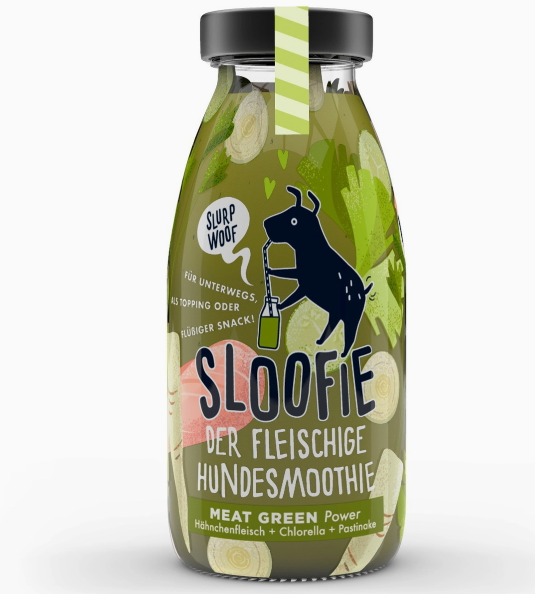 Sloofie Green – Smoothie au poulet et légumes pour chien 250 ml (Lot de 3)