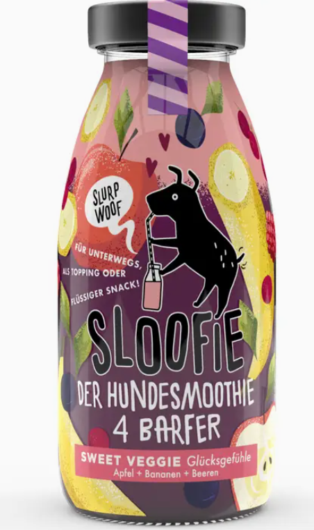 Sloofie Sweet Veggie – Smoothie aux fruits pour chien 250 ml (Lot de 3)
