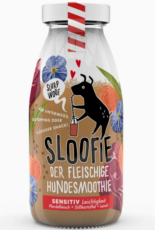 Sloofie Sensitive – Smoothie au cheval pour chien 250 ml (Lot de 3)