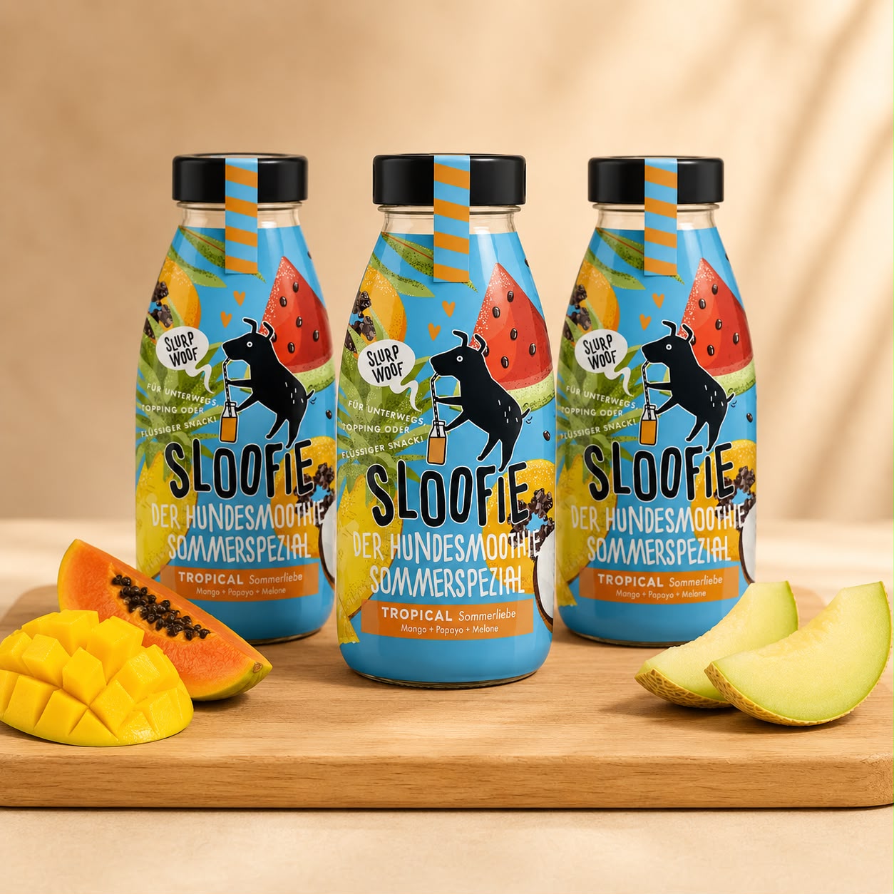 Sloofie Tropical – Smoothie aux fruits exotiques pour chien 250 ml (Lot de 3)